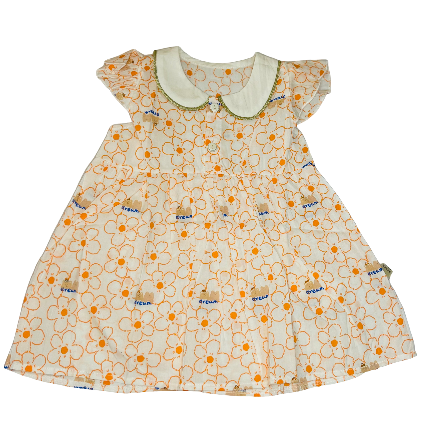 Children's dress with floral pattern.