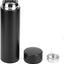 Black insulated bottle with silver lid on a white background