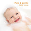 Baby in a bubble bath with 'Pure & gentle daily care' text