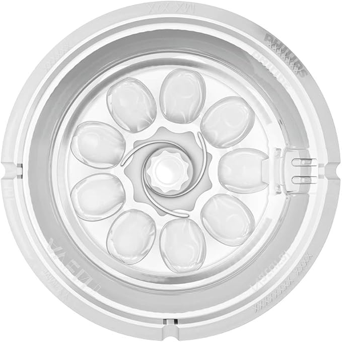 Close-up of a white plastic component with a paw print design on a white background