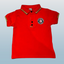 Red polo shirt with a logo.