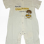 Baby romper with teddy bear design and text on a white background