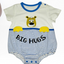 Baby romper with bear design and 'BIG HUGS' text on a white background