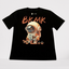 Black t-shirt with an astronaut graphic and 'BKMK' text on a light gray background