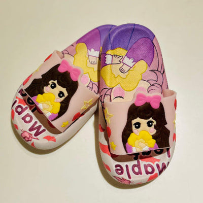 Colorful shoe with cartoon character design on a light background