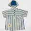Striped shirt with a hood on a light gray background