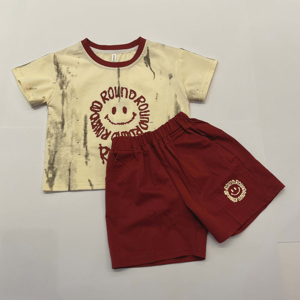 Children's outfit with t-shirt and shorts.