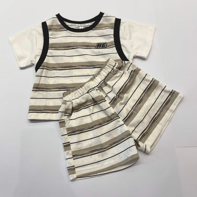 Children's striped shirt and shorts set.