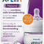Philips Avent baby bottle packaging with text on a white background