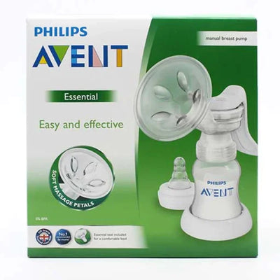 Philips Avent manual breast pump packaging on a white background