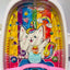 Colorful toy with a cartoon cat design on a white background