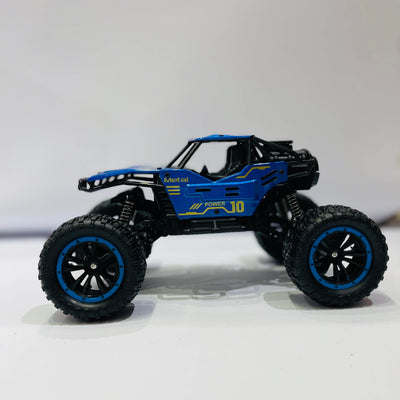 Blue toy off-road vehicle on a white background