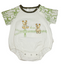 Baby romper with teddy bear design and text on a white background