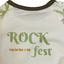 Close-up of a shirt with 'Rock fest' and 'Long Live Rock n Roll' text on a white background.