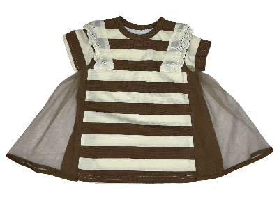 Brown and White Striped Baby Dress