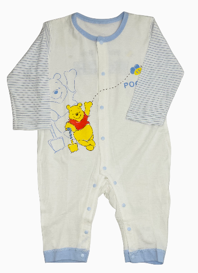 Baby onesie with cartoon character on a white background
