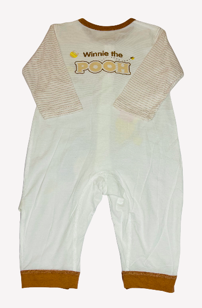 Baby romper with 'Winnie the Pooh' text on a white background