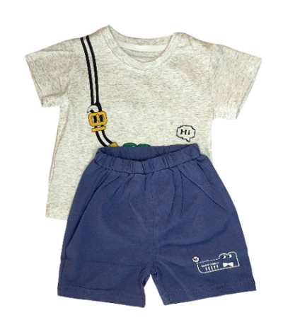 Children's outfit with t-shirt and shorts.